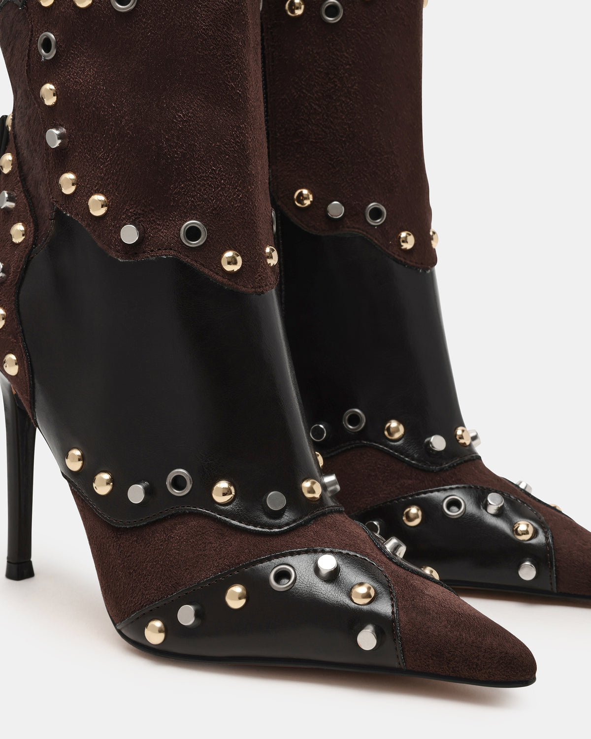Steve Madden REVIVE Brown Multi Wide Calf Pointed-Toe Knee-High Stiletto Women's Boot