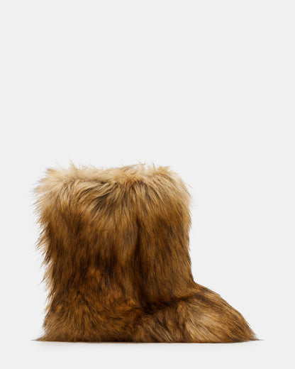 Steve Madden BEASTIE Tan Multi Women's Faux Fur Bootie