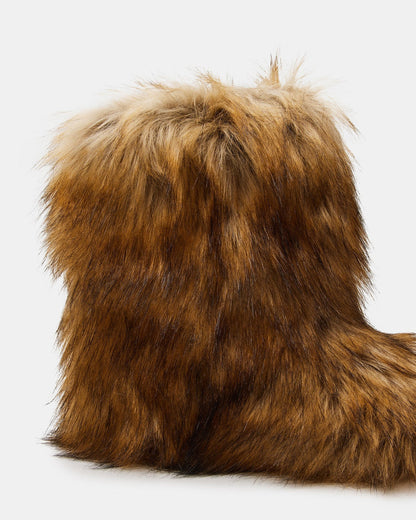 Steve Madden BEASTIE Tan Multi Women's Faux Fur Bootie