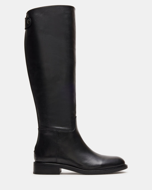 Steve Madden BEREN Black Leather Knee-High Women's Riding Boot