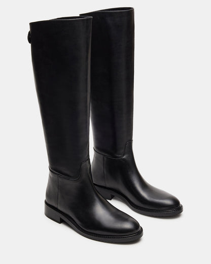 Steve Madden BEREN Black Leather Knee-High Women's Riding Boot