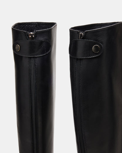 Steve Madden BEREN Black Leather Knee-High Women's Riding Boot