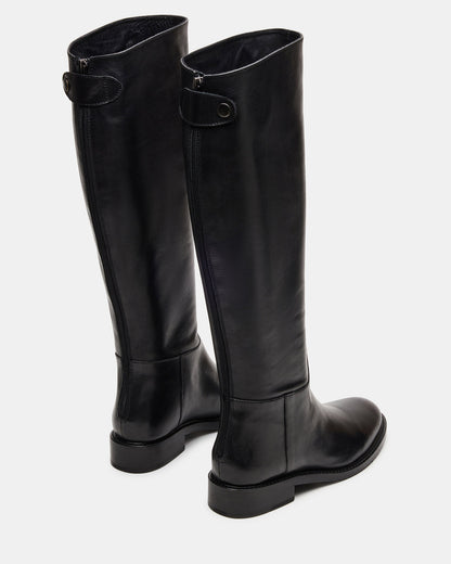 Steve Madden BEREN Black Leather Knee-High Women's Riding Boot
