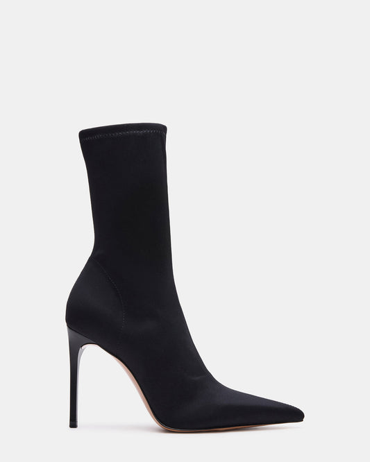 Steve Madden MIDNITE Black Pointed-Toe Stiletto Heel Sock Women's Ankle Boot
