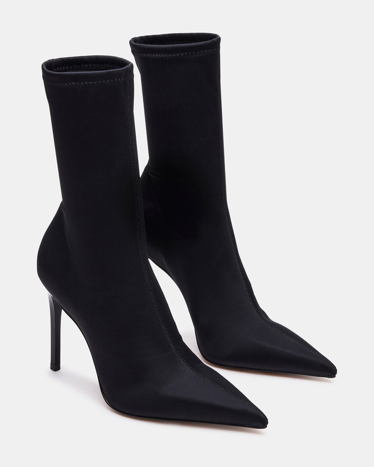 Steve Madden MIDNITE Black Pointed-Toe Stiletto Heel Sock Women's Ankle Boot