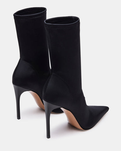 Steve Madden MIDNITE Black Pointed-Toe Stiletto Heel Sock Women's Ankle Boot