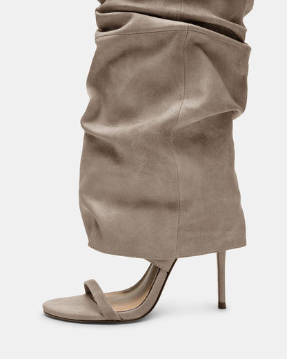 Steve Madden RAVINE Grey Distressed Women's Knee-High Cuffed Stiletto Heel Boot