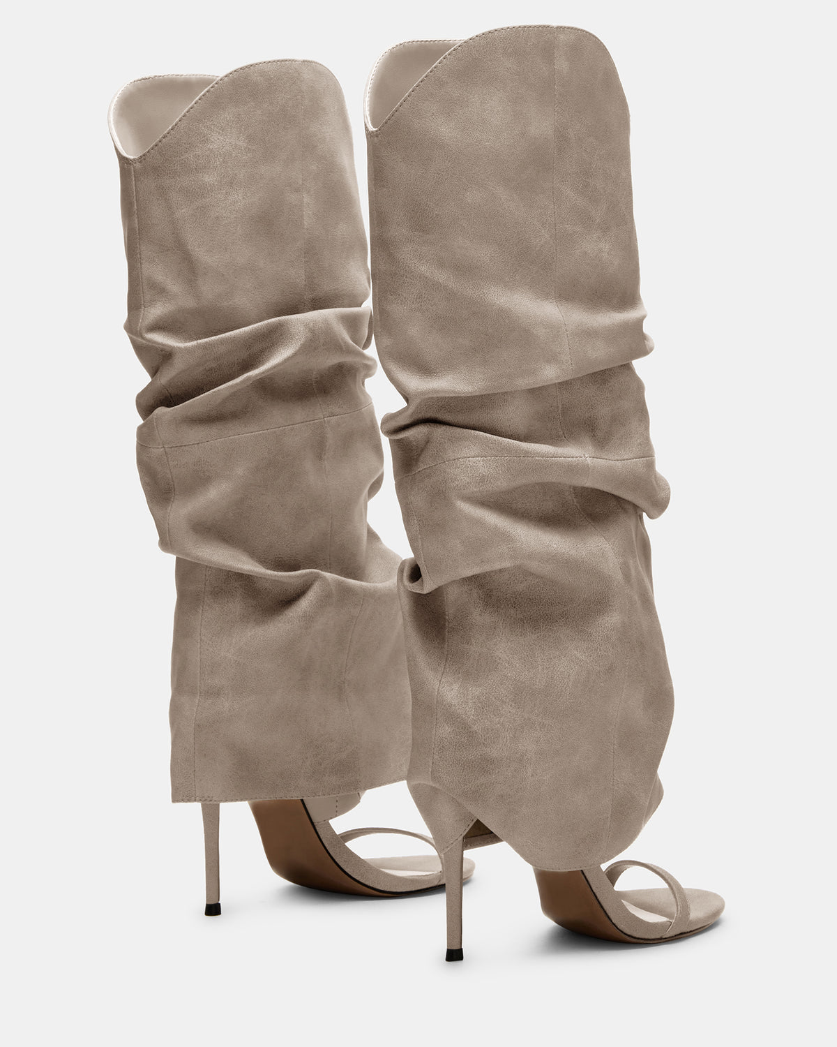 Steve Madden RAVINE Grey Distressed Women's Knee-High Cuffed Stiletto Heel Boot