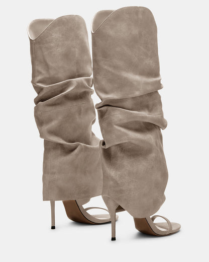 Steve Madden RAVINE Grey Distressed Women's Knee-High Cuffed Stiletto Heel Boot