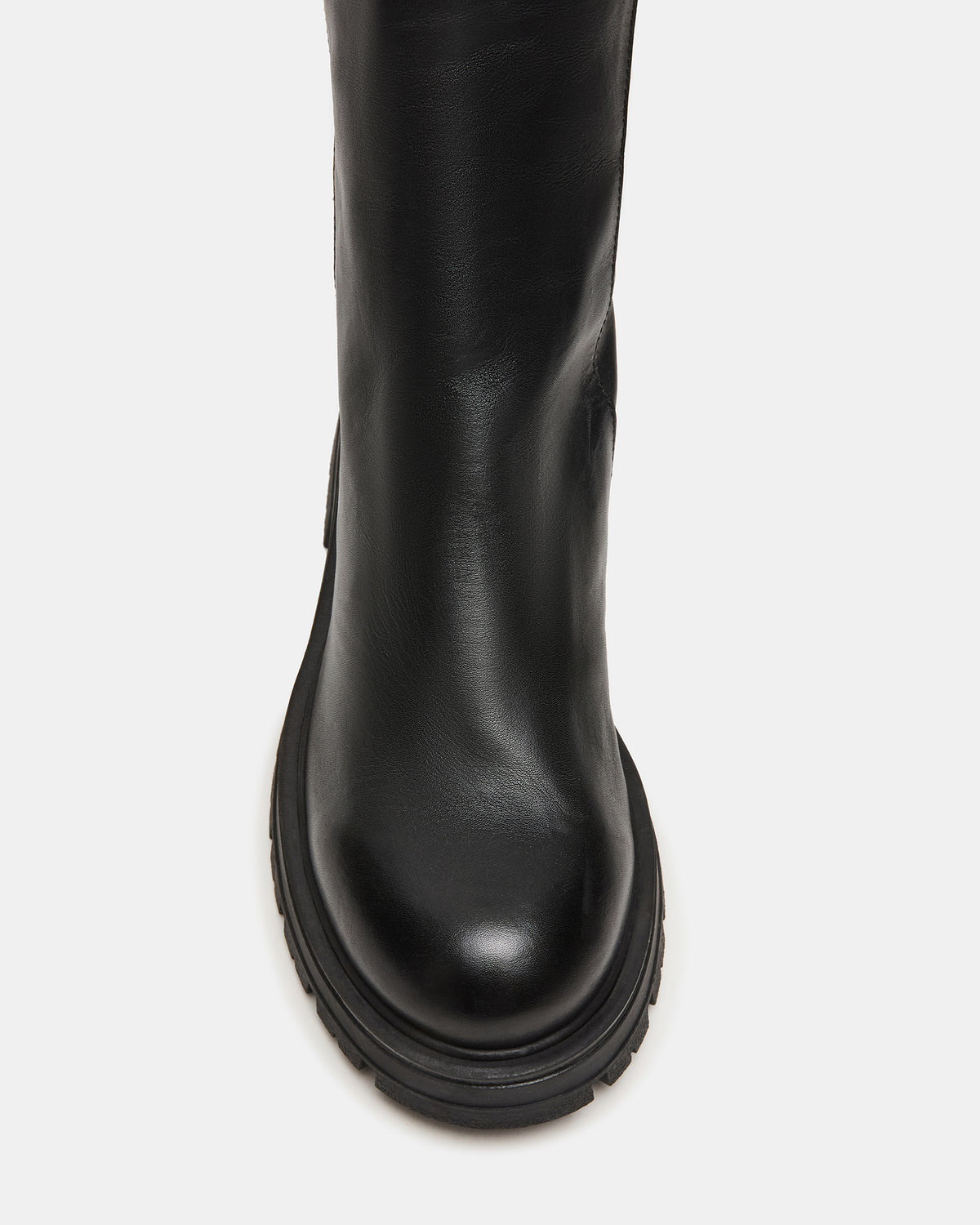 Steve Madden LAMI Black Leather Lug Sole Women's Ankle Boot