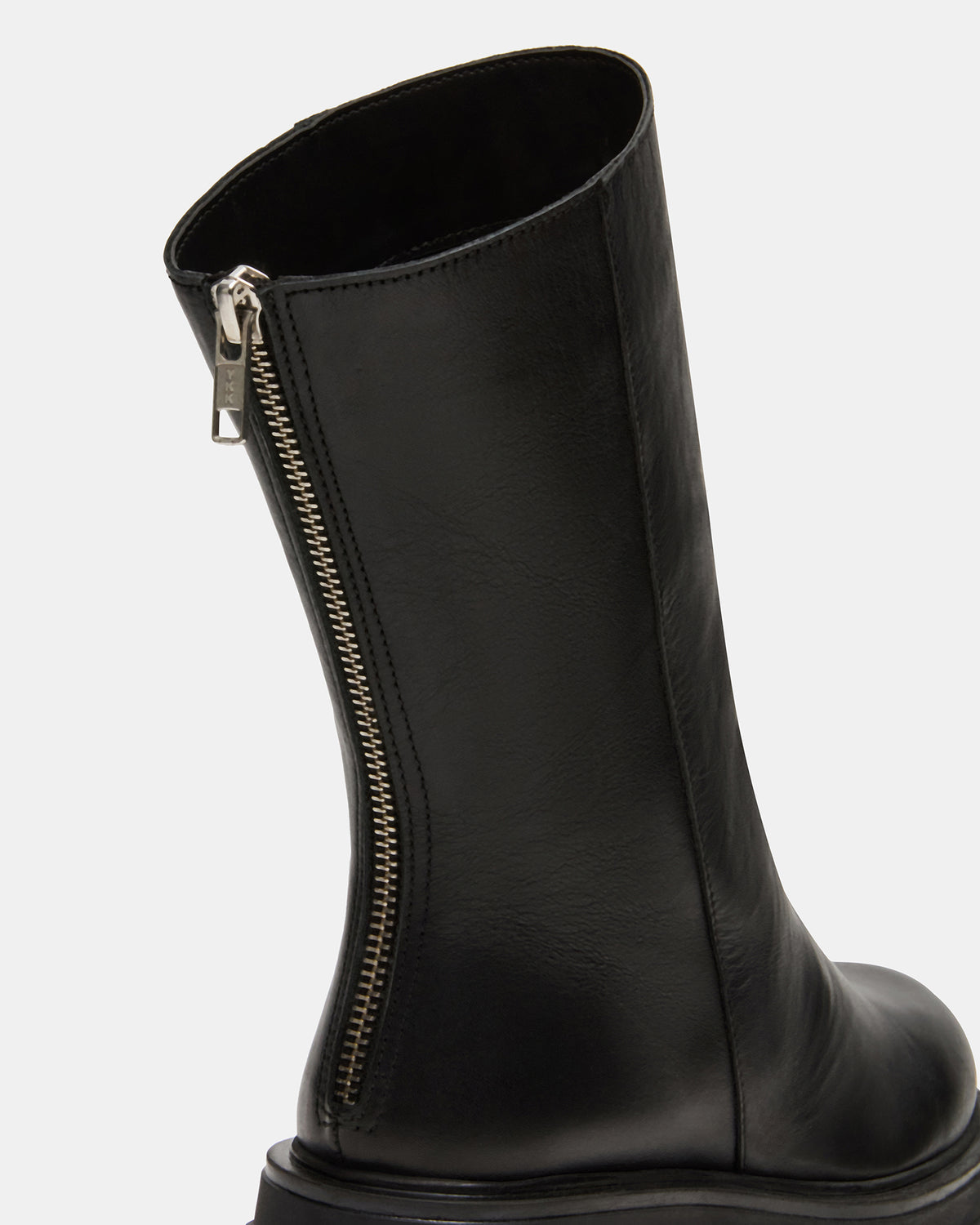 Steve Madden LAMI Black Leather Lug Sole Women's Ankle Boot
