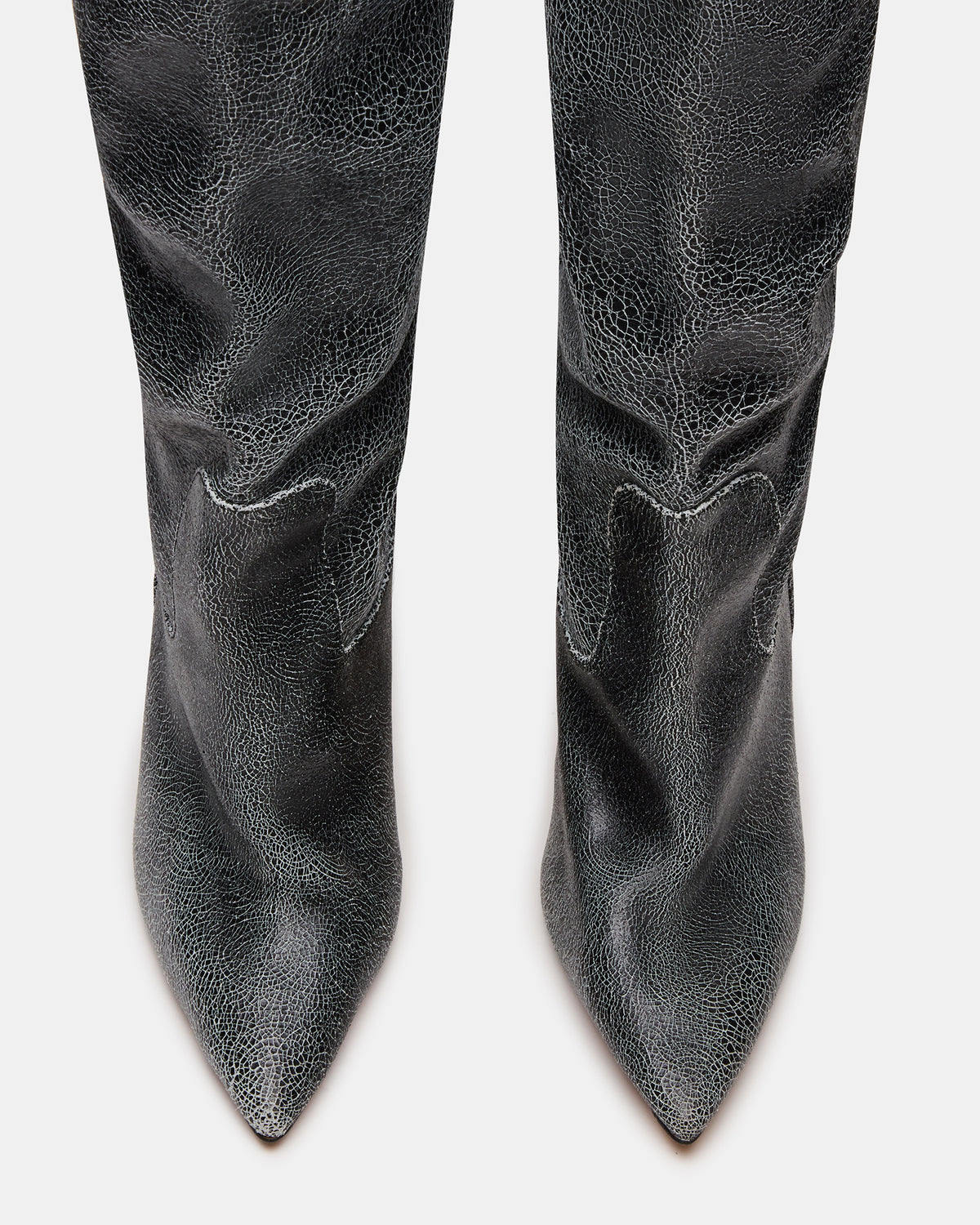 Steve Madden BADDIE Black Distressed Over-The-Knee Moto Women's Boot