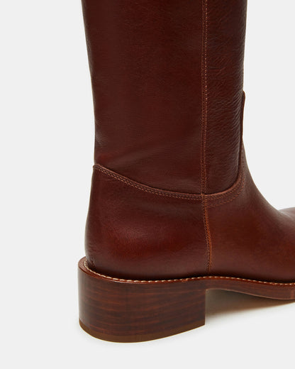 Steve Madden RIGGS Rust Leather Wide Calf Square-Toe Women's Boot
