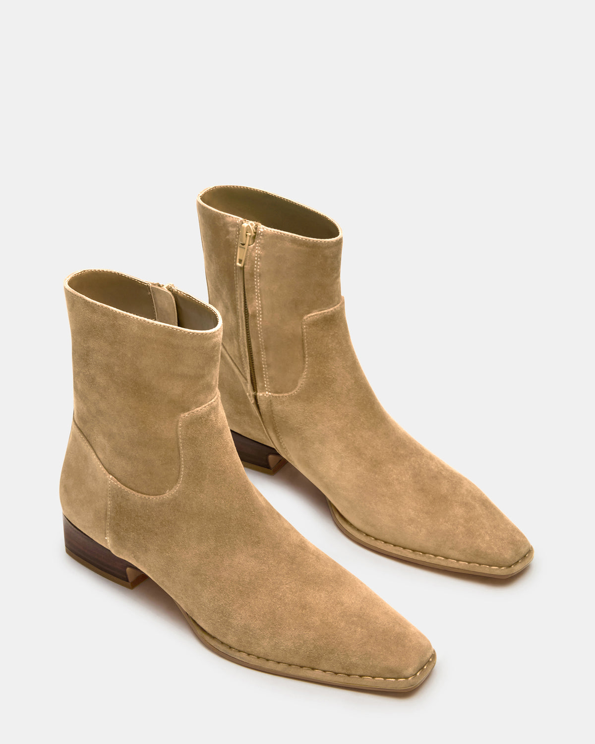 Steve Madden DEFINE Taupe Suede Square-Toe Women's Ankle Boot