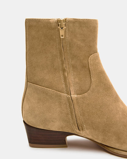 Steve Madden DEFINE Taupe Suede Square-Toe Women's Ankle Boot