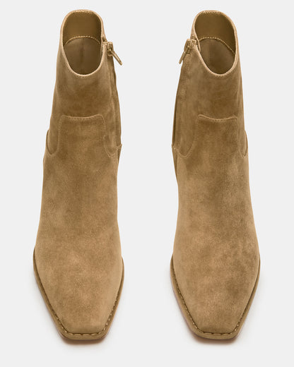 Steve Madden DEFINE Taupe Suede Square-Toe Women's Ankle Boot