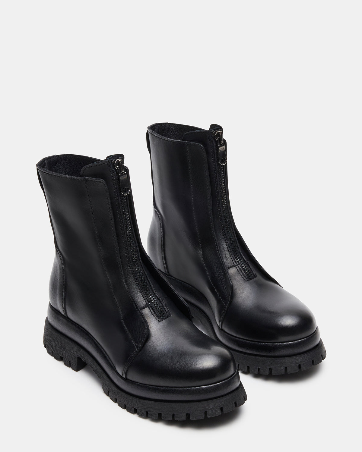 Steve Madden MILTON Black Leather Moto Women's Ankle Boot