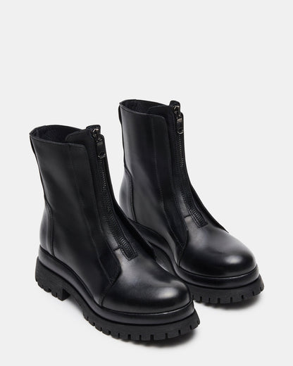 Steve Madden MILTON Black Leather Moto Women's Ankle Boot