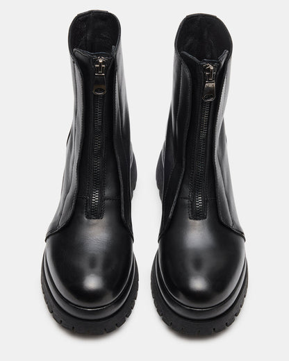 Steve Madden MILTON Black Leather Moto Women's Ankle Boot