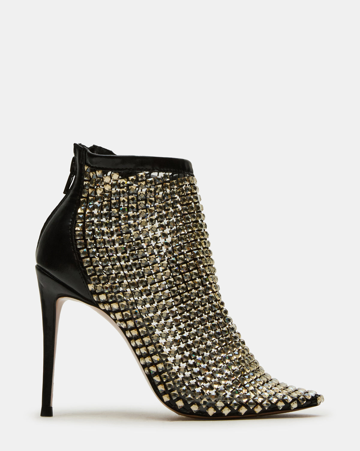Steve Madden DANCIN Gold Multi Stiletto Heeled Mesh Rhinestone Women's Ankle Boot
