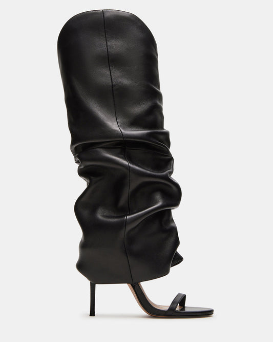 Steve Madden RAVINE Black Knee-High Cuffed Stiletto Heel Women's Boot