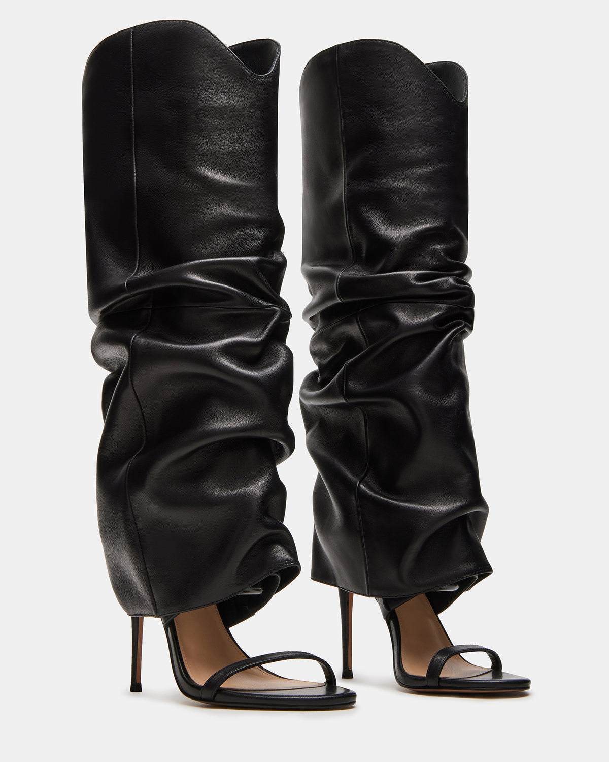 Steve Madden RAVINE Black Knee-High Cuffed Stiletto Heel Women's Boot