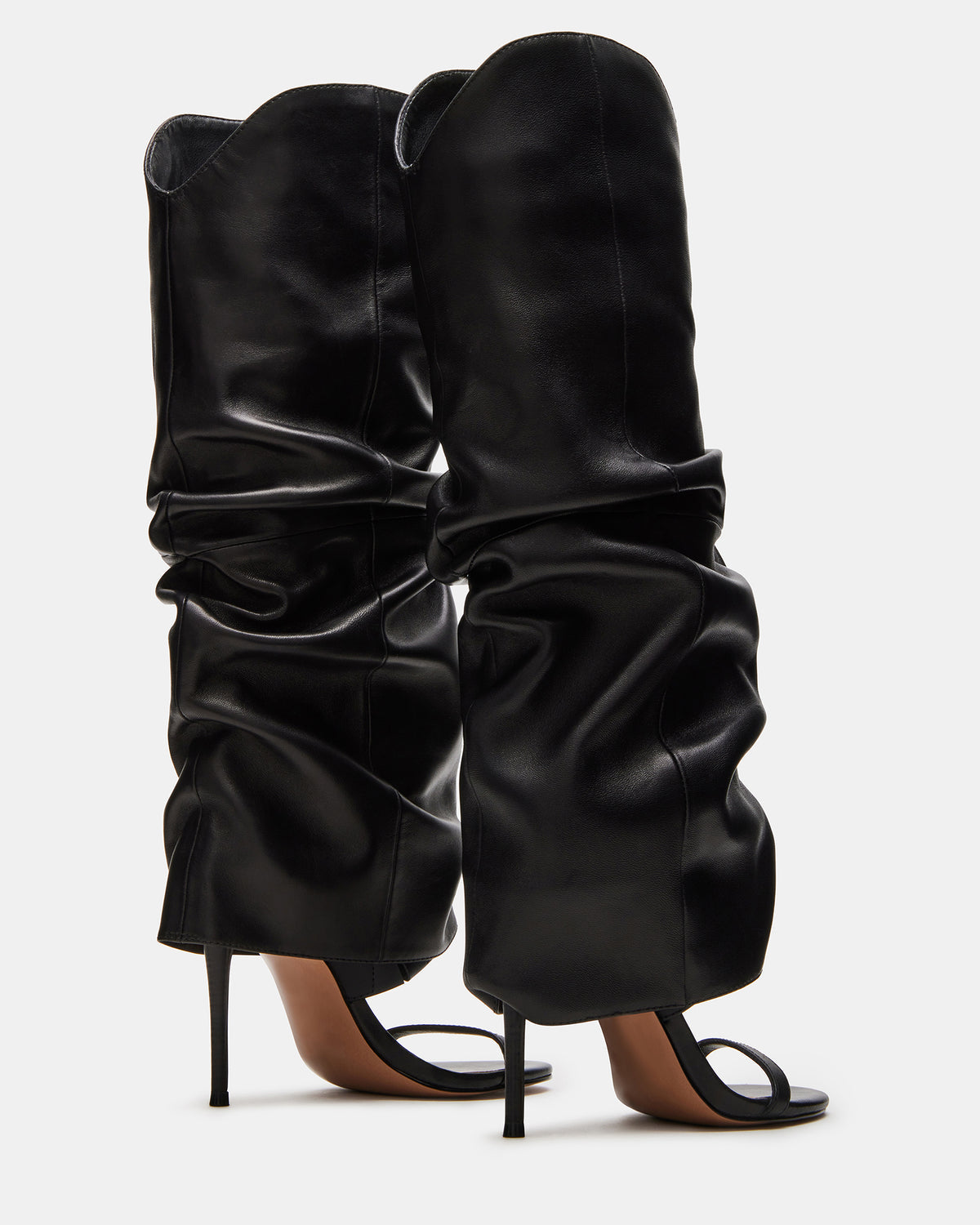 Steve Madden RAVINE Black Knee-High Cuffed Stiletto Heel Women's Boot