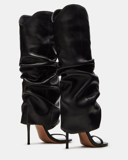 Steve Madden RAVINE Black Knee-High Cuffed Stiletto Heel Women's Boot