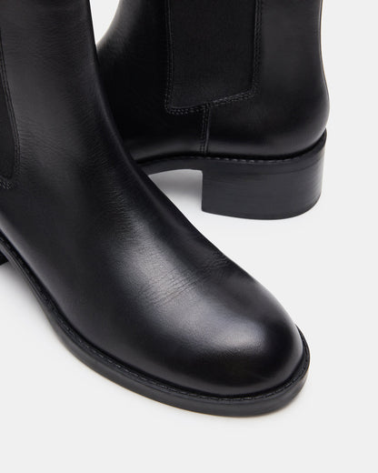 Steve Madden KAPLAN Black Leather Chelsea Block Heel Women's Ankle Boot