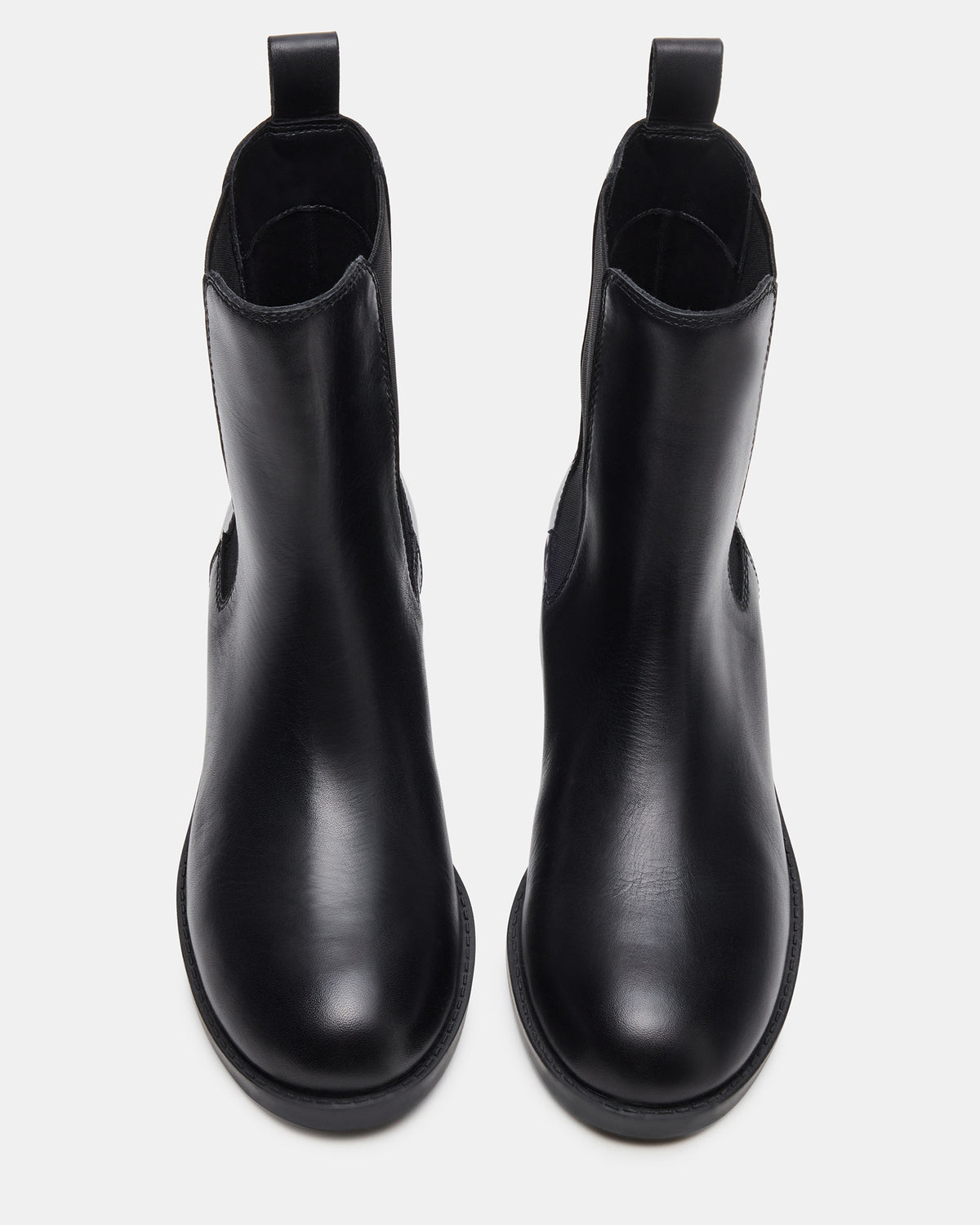 Steve Madden KAPLAN Black Leather Chelsea Block Heel Women's Ankle Boot