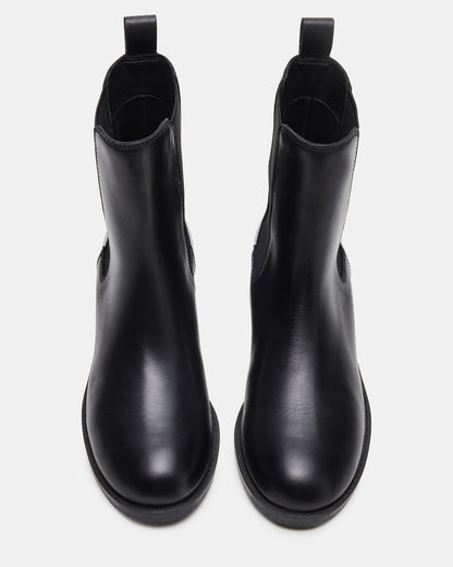 Steve Madden KAPLAN Black Leather Chelsea Block Heel Women's Ankle Boot