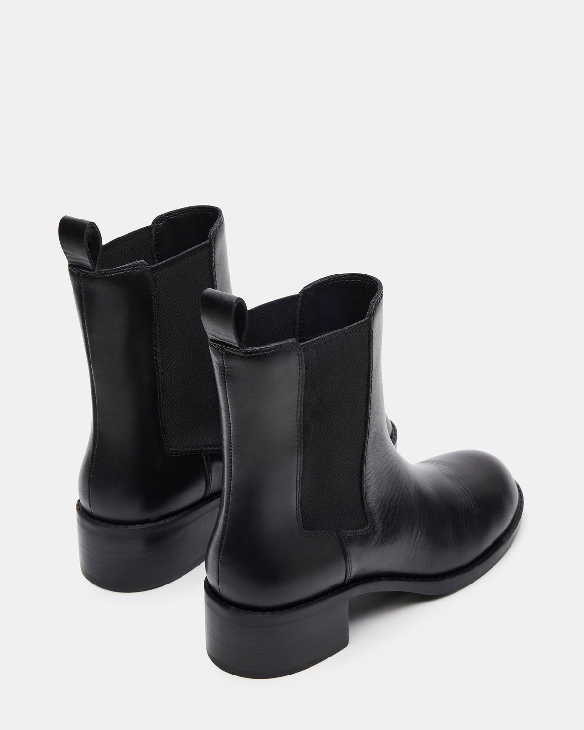 Steve Madden KAPLAN Black Leather Chelsea Block Heel Women's Ankle Boot