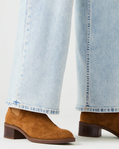 Steve Madden KAPLAN Camel Suede Chelsea Block Heel Women's Ankle Boot