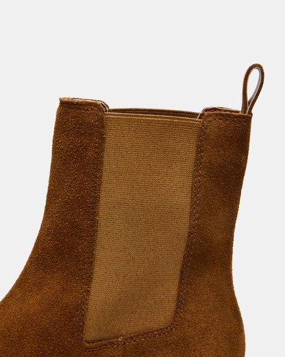Steve Madden KAPLAN Camel Suede Chelsea Block Heel Women's Ankle Boot