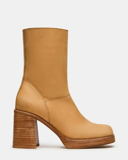 Steve Madden FUSION Banana Leather Square-Toe Block Heel Women's Ankle Boot