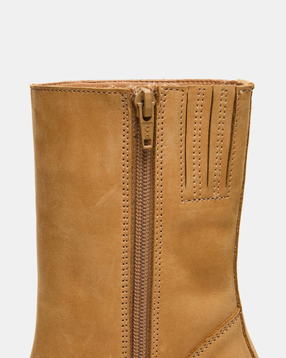 Steve Madden FUSION Banana Leather Square-Toe Block Heel Women's Ankle Boot