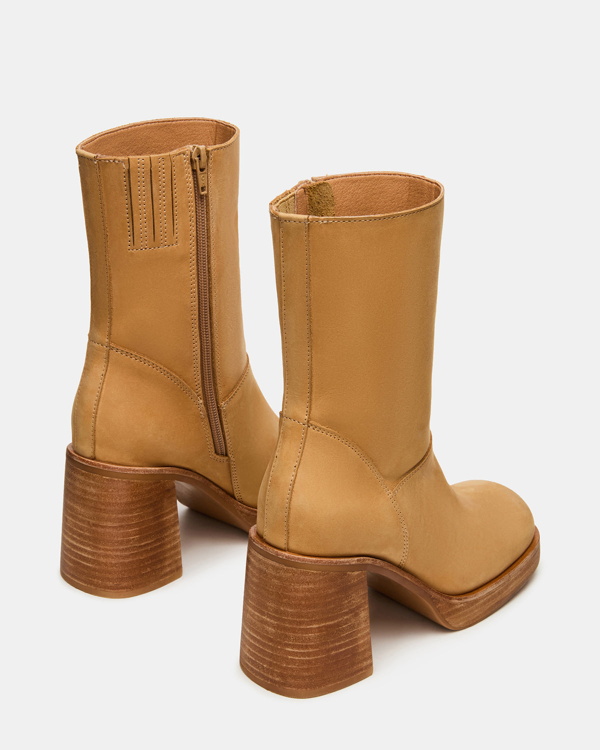 Steve Madden FUSION Banana Leather Square-Toe Block Heel Women's Ankle Boot