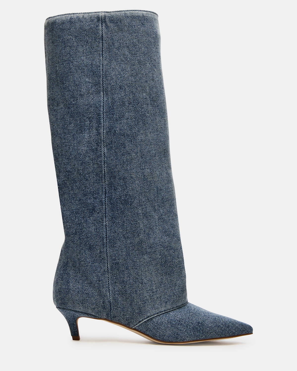 Steve Madden LUCA Denim Fabric Pointed-Toe Cuffed Kitten Heel Women's Boot