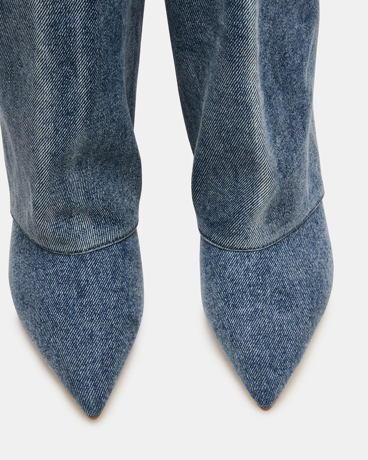 Steve Madden LUCA Denim Fabric Pointed-Toe Cuffed Kitten Heel Women's Boot