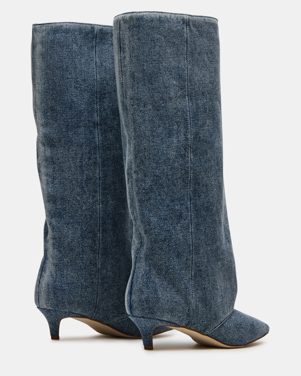 Steve Madden LUCA Denim Fabric Pointed-Toe Cuffed Kitten Heel Women's Boot