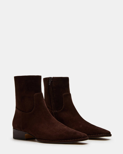 Steve Madden DEFINE Brown Suede Square-Toe Women's Ankle Boot