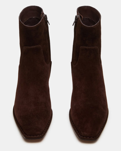 Steve Madden DEFINE Brown Suede Square-Toe Women's Ankle Boot