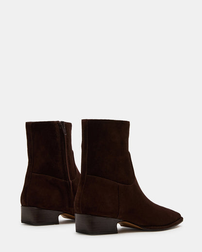 Steve Madden DEFINE Brown Suede Square-Toe Women's Ankle Boot