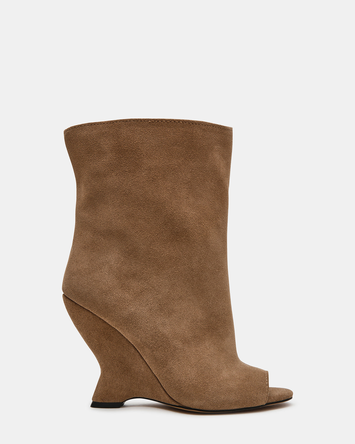 Steve Madden RYLIX Taupe Suede Wedge Peep-Toe Women's Ankle Boot