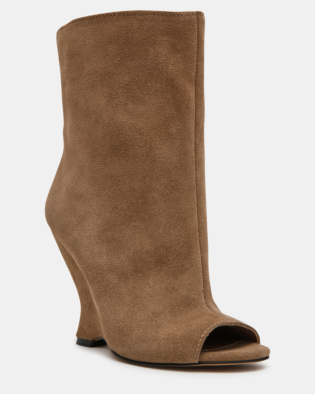 Steve Madden RYLIX Taupe Suede Wedge Peep-Toe Women's Ankle Boot