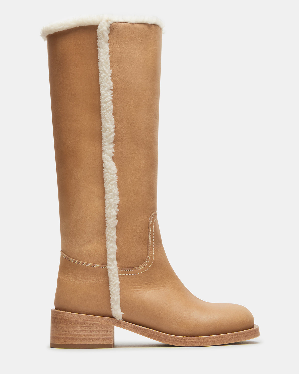Steve Madden RIGGS Faux Fur Banana Leather Square-Toe Women's Boot