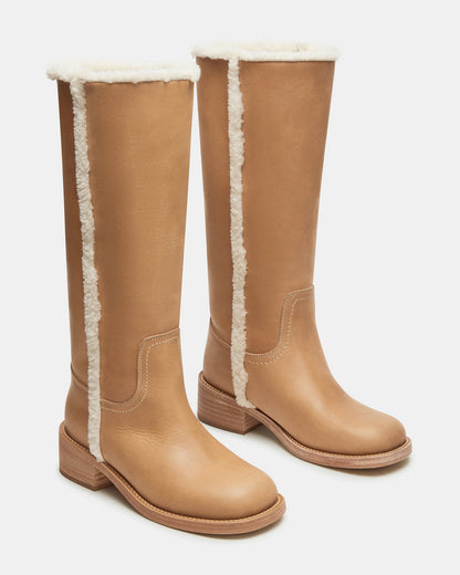 Steve Madden RIGGS Faux Fur Banana Leather Square-Toe Women's Boot