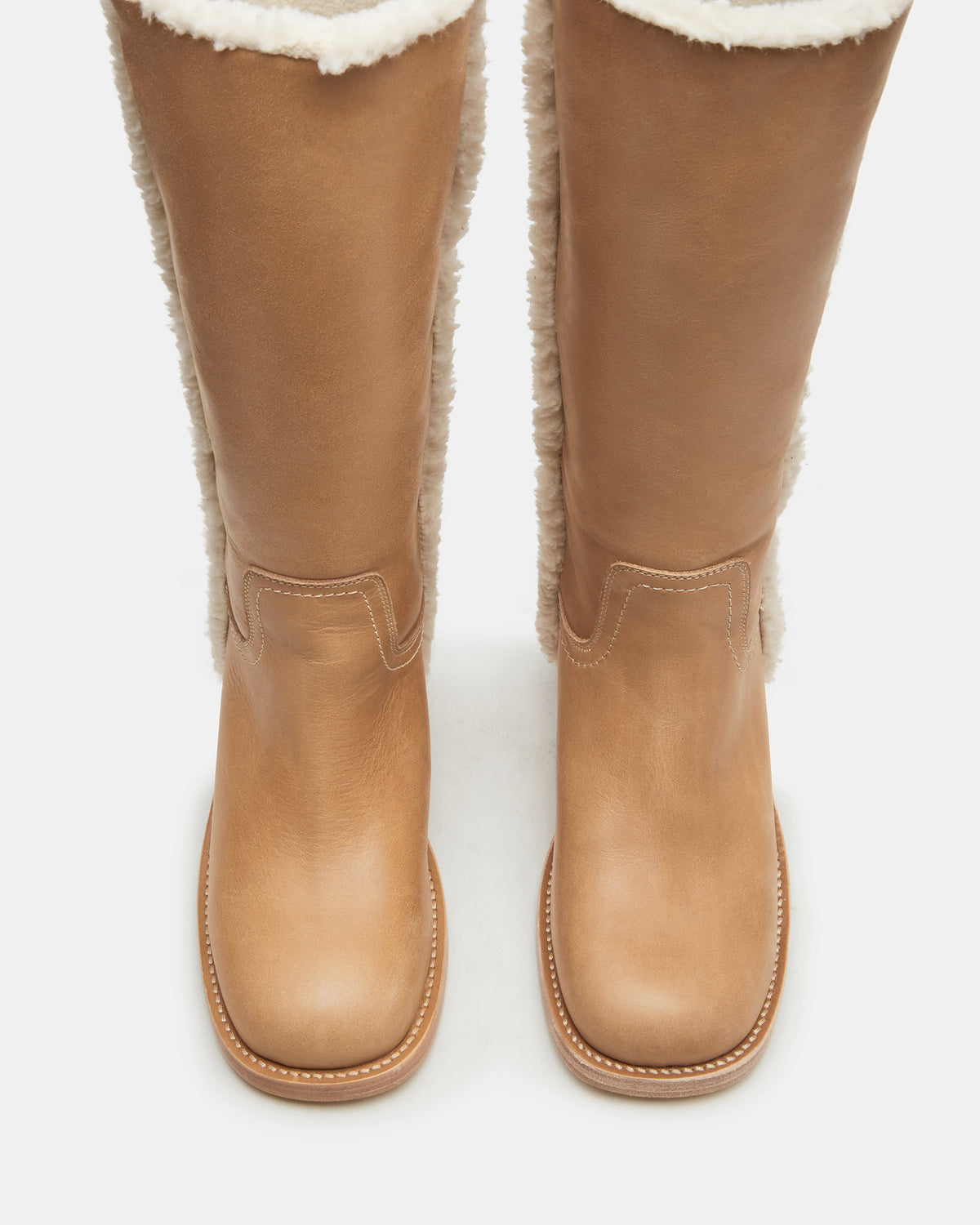 Steve Madden RIGGS Faux Fur Banana Leather Square-Toe Women's Boot