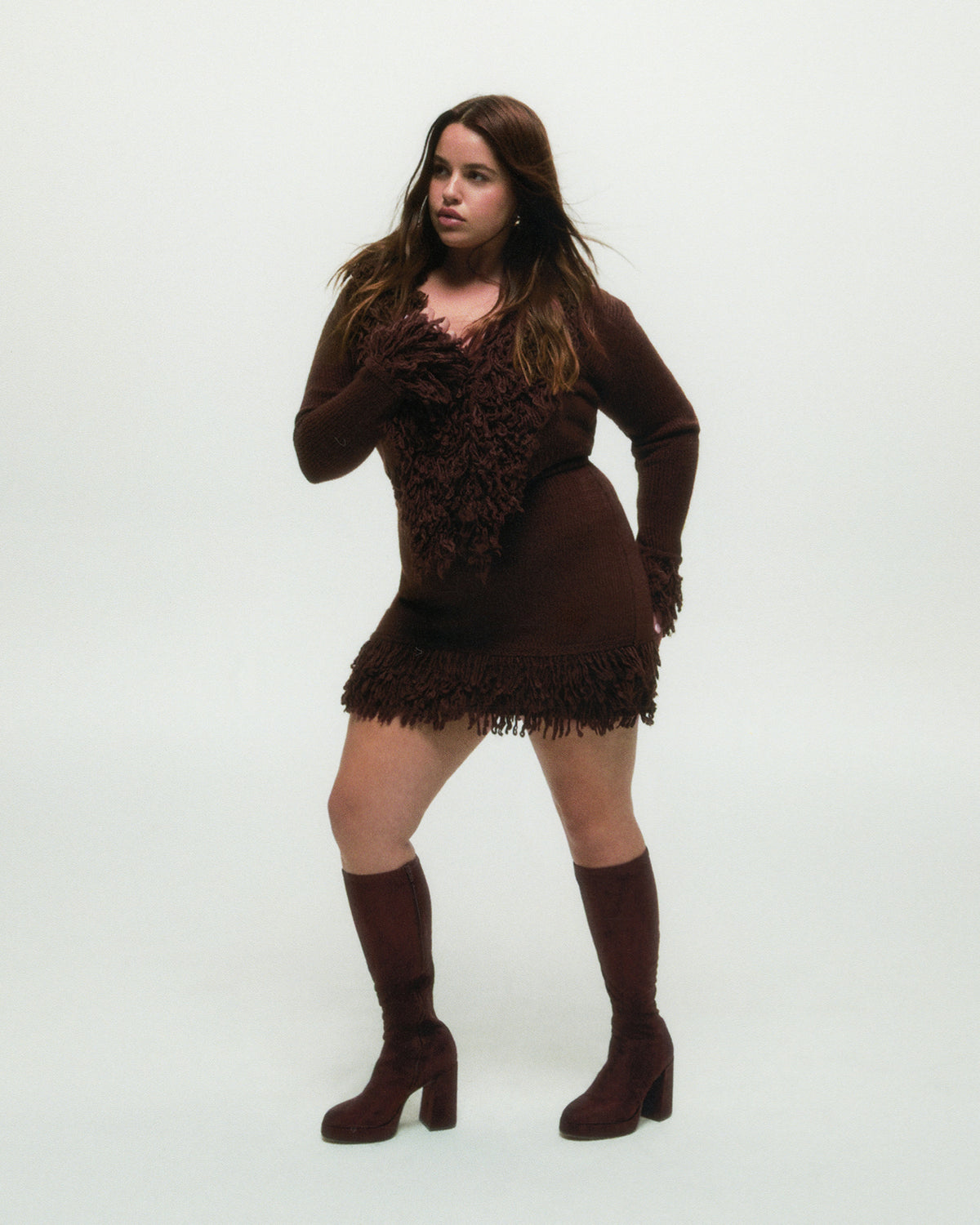Steve Madden TWAIN Brown Wide Calf Knee-High Block Heel Women's Boot