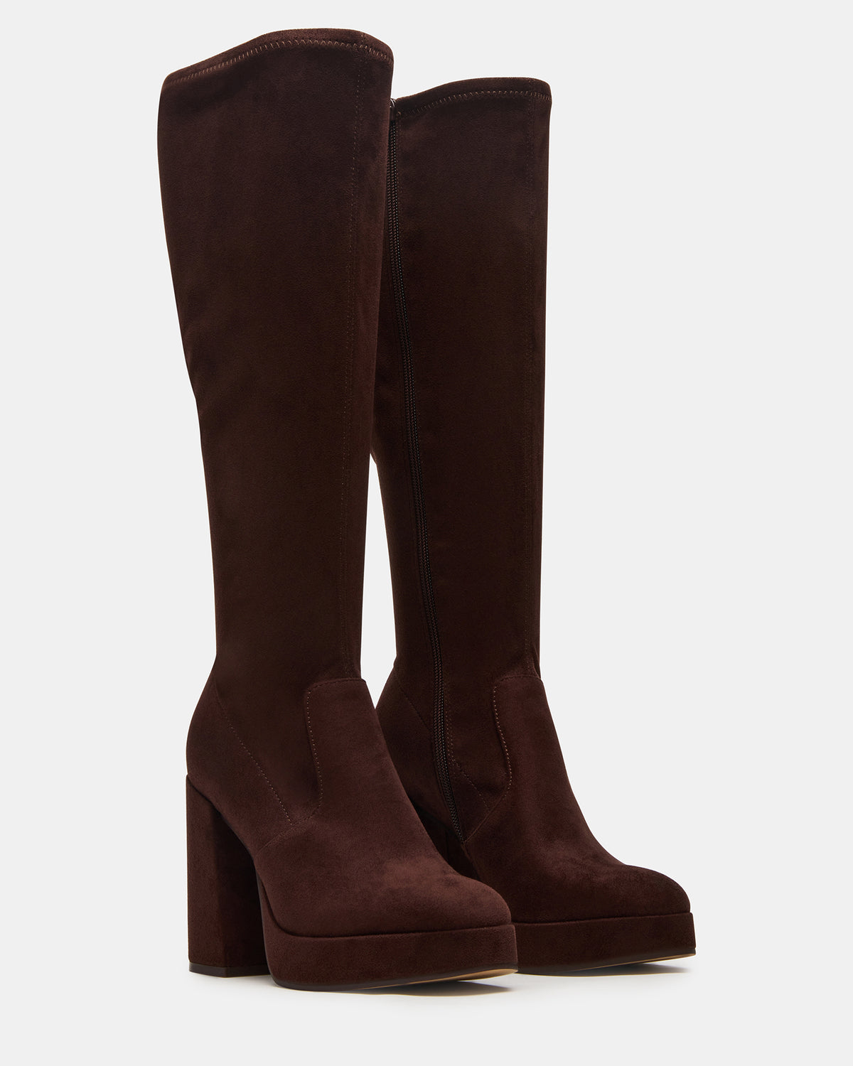 Steve Madden TWAIN Brown Wide Calf Knee-High Block Heel Women's Boot